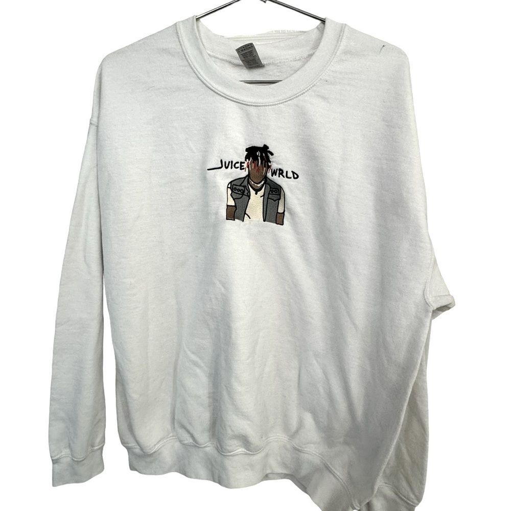 Juice WRLD White Embroidered High End RAP HIP HOP Tour Sweatshirt MINTY Men’s L